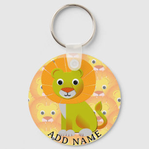 Cute Baby Lion All Over Vintage Print Pattern Key Ring