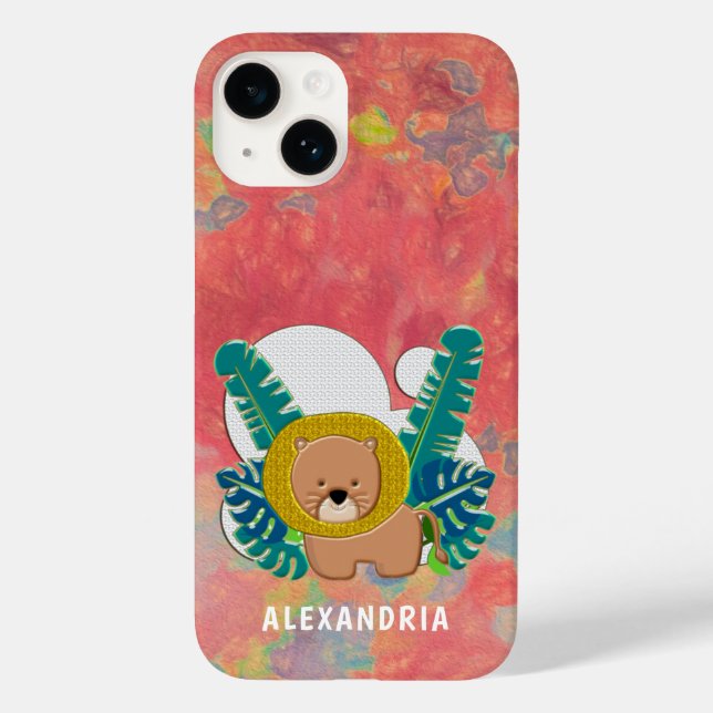 Cute Baby Lion Animal Jungle Modern Personalise Case-Mate iPhone Case (Back)