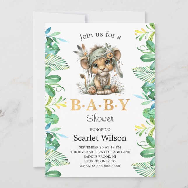 Cute Baby Lion Baby Shower Invitation (Front)