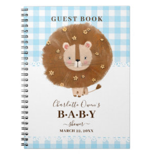 Cute Baby Lion Blue Baby Shower Notebook