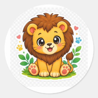 Cute Baby Lion Cartoon Sticker