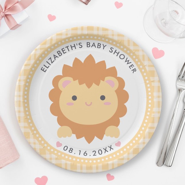 Cute Baby Lion Cub Gender Neutral Baby Shower Paper Plate (Creator Uploaded)