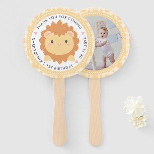Cute Baby Lion Cub Wild One Boy First Birthday Hand Fan
