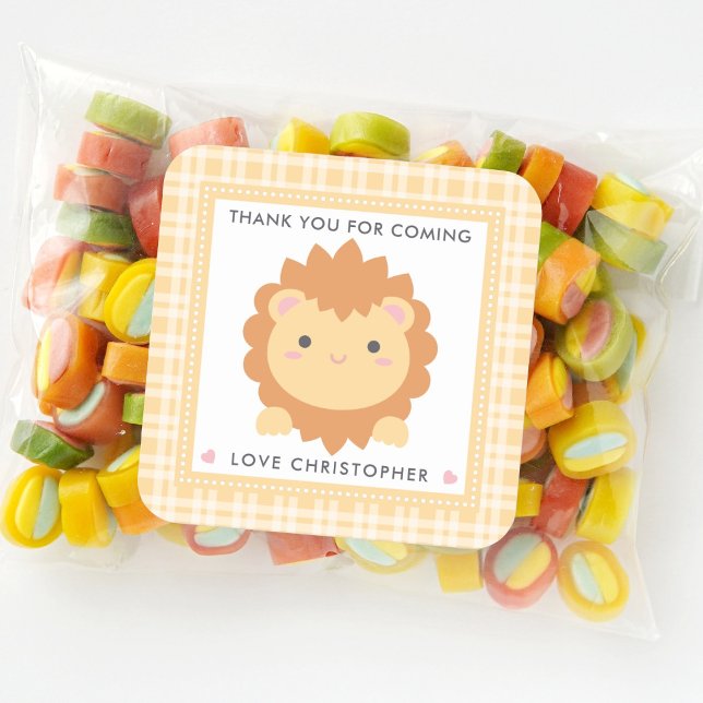 Cute Baby Lion Cub Wild One Boy First Birthday Square Sticker (Creator Uploaded)