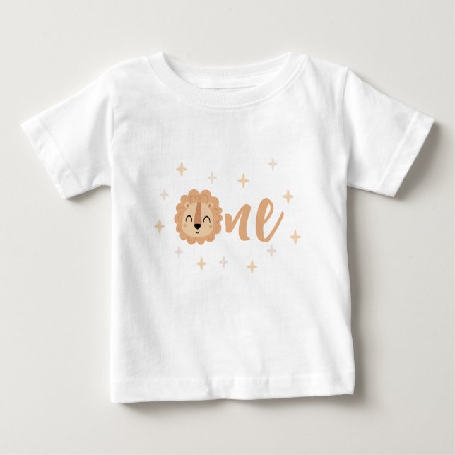 Cute baby lion face 1st birthday boy gift t-shirt (Front)