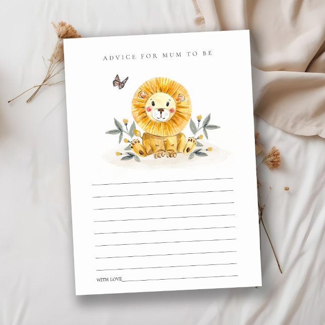 Cute Baby Lion Foliage Advice for Mum Baby Shower Enclosure Card (Creator Uploaded)