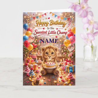 Cute Baby Lion Happy Birthday Card for Kids
