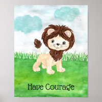 Cute Baby Lion Have Courage Quote Nursery