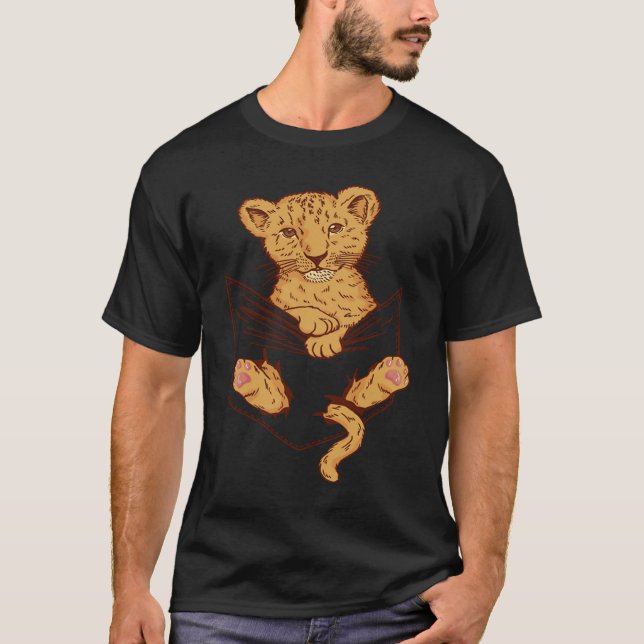 Cute baby lion in the bag T-Shirt (Front)