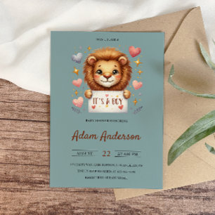 Cute Baby Lion – It’s a Boy Safari Baby Shower Invitation