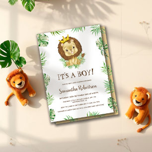 Cute Baby Lion It's a Boy Jungle Baby Shower  Invitation