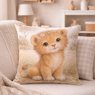Cute Baby Lion Neutral Kids Room Cushion