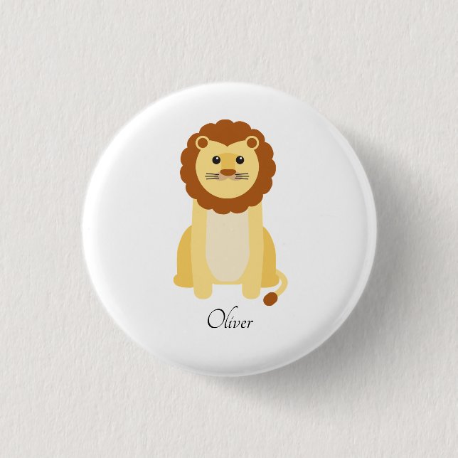 Cute Baby Lion Personalised 3 Cm Round Badge (Front)