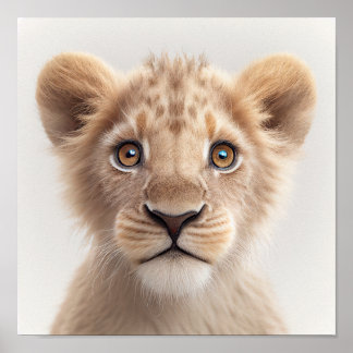 Cute Baby Lion Portrait | Square 1:1 Poster