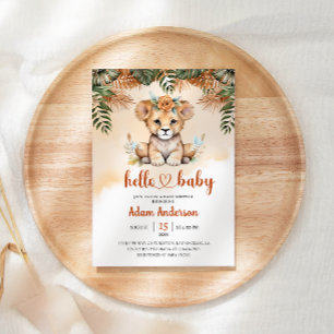 Cute Baby Lion Safari Jungle Baby Shower Invitation
