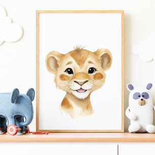 Cute Baby Lion Safari Nursery Wall Art 