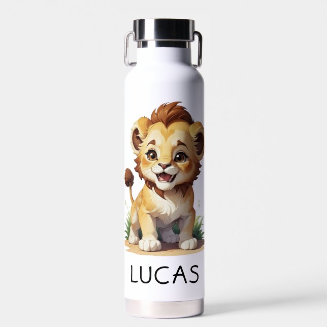 Cute Baby Lion Safari Zoo Copper Vacuum Insulated  Water Bottle (Front)
