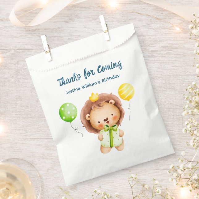 Cute Baby Lion, Thank You Party Favour Bag (Clipped)