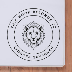 Cute Baby Lion This Book Belongs To Kid's Name Self-inking Stamp