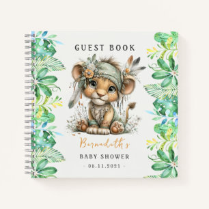 Cute Baby Lion Wild Baby Shower Guest Book