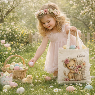 Cute Baby Lion with Flowers – Kids Easter Tote Bag