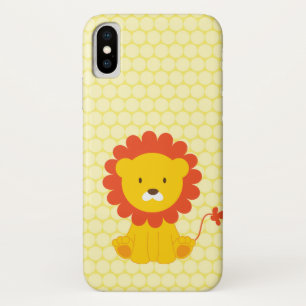 Cute Baby Lion Yellow Polka Dot Pattern iPhone X Case