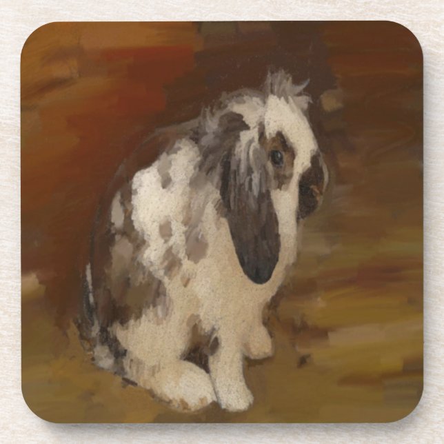 Cute, Baby Lop Eared Rabbit Coaster (Front)