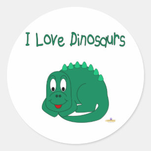 Cute Baby Lt Green Dinosaur I Love Dinosaurs Classic Round Sticker