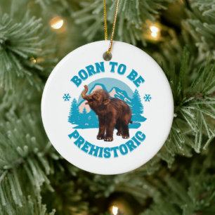 Cute Baby Mammoth Prehistoric Kids Birthday Ceramic Ornament