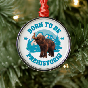 Cute Baby Mammoth Prehistoric Kids Birthday Metal Ornament