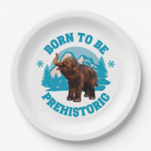 Cute Baby Mammoth Prehistoric Kids Birthday Paper Plate