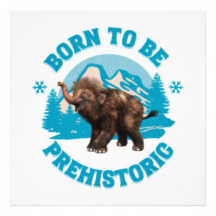 Cute Baby Mammoth Prehistoric Kids Birthday Photo Print
