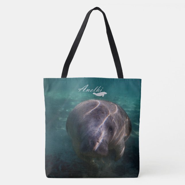 Cute baby manatee all over tote bag (Front)