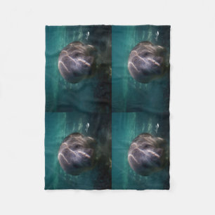 Cute baby manatee fleece blanket