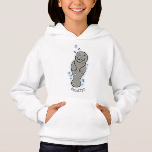 Cute baby manatee with bubbles illustration