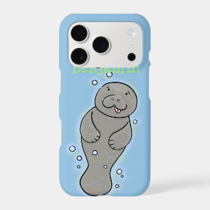 Cute baby manatee with bubbles illustration
