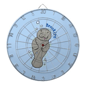 Cute baby manatee with bubbles illustration dartboard