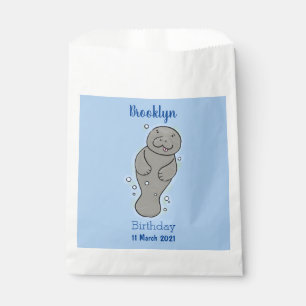 Cute baby manatee with bubbles illustration favour bag