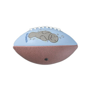 Cute baby manatee with bubbles illustration football
