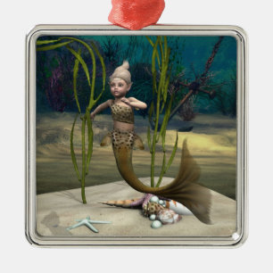 Cute Baby Mermaid Metal Tree Decoration