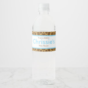 Cute Baby & Mon Giraffe Baby Shower Party Water Bottle Label