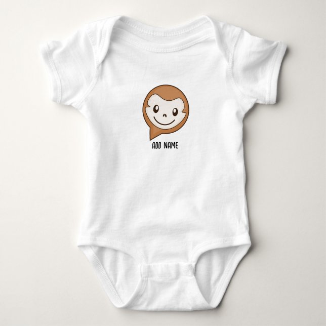 Cute Baby Monkey Cartoon Character Bodysuit (Front)