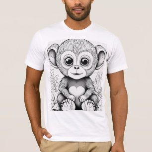 Cute Baby Monkey Colouring Page T-Shirt – Bella+Ca