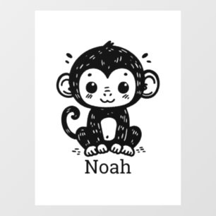 Cute Baby Monkey Drawing - Kawaii Nursery Art