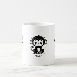 Cute Baby Monkey Drawing - Kawaii Nursery Art Coffee Mug