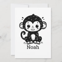 Cute Baby Monkey Drawing - Kawaii Nursery Art
