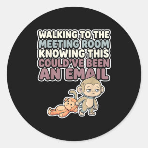 Cute baby monkey meme kawaii japanese macaque classic round sticker