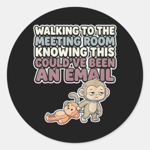 Cute Baby Monkey Meme Kawaii Japanese Macaque Classic Round Sticker