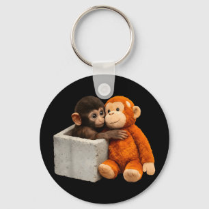 Cute Baby Monkey Named Punch Plush Hugging Lover Key Ring