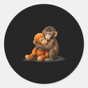 Cute baby monkey punch meme Cute baby monkey punch Classic Round Sticker